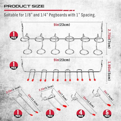 Ultimate 121-Piece Pegboard Hooks Set, Pegboard Accessories with Metal Hooks, Durable Peg Board Organizer Accessories, Pegboard Bins, Peg Board Tool Utility Hooks - color: 121 pcs - Red