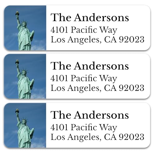 Personalized Patriotic Return Address Labels, Self-Adhesive Address Stickers on Sheets, 50-1000 Labels (Statue of Liberty Photo) - color: Statue of Liberty Photo