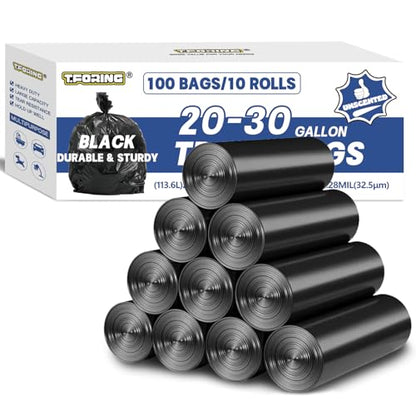 20-30 Gallon Trash Bags Bulk,30'' x 35'',1.28 Mil,Black,100 Ct - color: 20-30 Gallon | 100 Count, size: 120 Count(pack of 1)