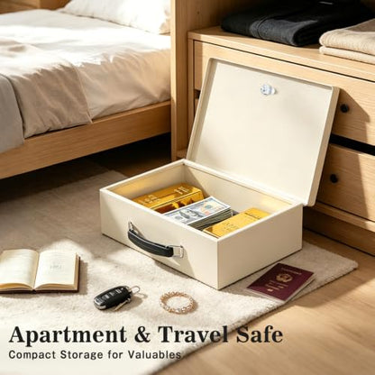 xydled Fireproof Document Box with Key Lock, Fire Safe Box, White - color: Beige, size: Large