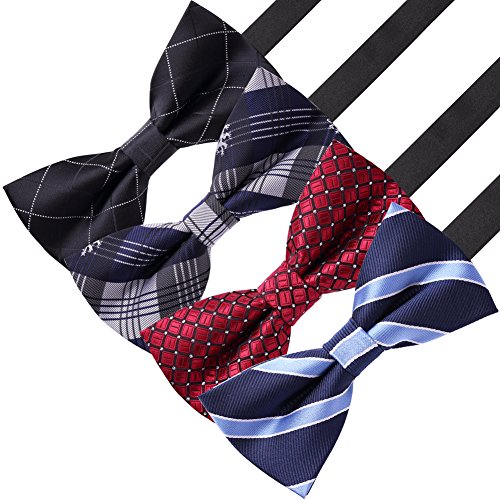AUSKY 8 PACKS Elegant Adjustable Pre-tied Bow Ties for Men Boys (1&4&5&6&8 Pack for option) - color: E