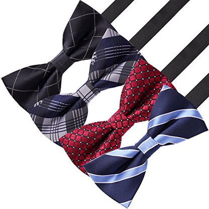 AUSKY 8 PACKS Elegant Adjustable Pre-tied Bow Ties for Men Boys (1&4&5&6&8 Pack for option) - color: E