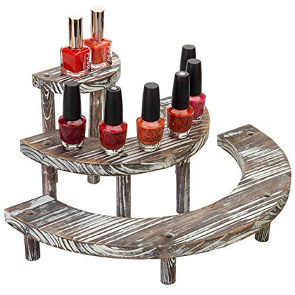 MyGift 3 Tier Torched Wood Cupcake Stand Dessert Display Riser Set of 3 - color: Torched Wood