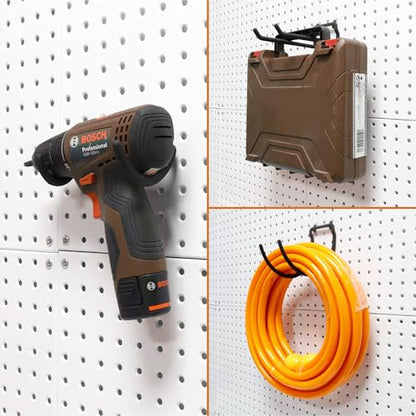 HUHOLE 8 Pack Pegboard Drill Holder Utility Hooks for 1/4 Inch Pegboard