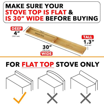 SpaceAid 30" Wide Kitchen Shelf Organizer for Stove, Magnetic Bamboo Spices Shelf for Home Stove Kitchen Storage Organization (Fit for Flat Top Only, Black) - size: 30" Wide, Black, 1-Tier