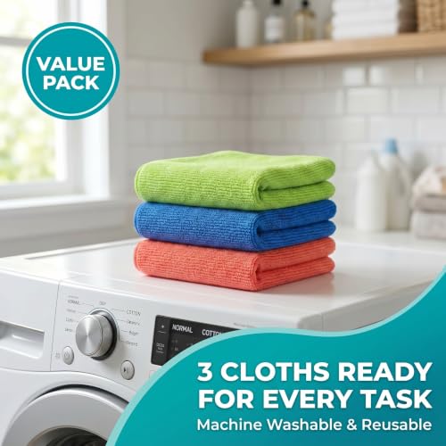 HELOMOR 3 Extra Large Microfiber Cleaning Cloths, 30"x18" Floor Towels for Squeegee Mop, Reusable Multi-Purpose Cleaning Rags for House, Kitchen, Car & Windows, Highly Absorbent, Lint-Free - size: Pack of 3