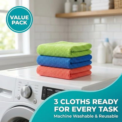 HELOMOR 3 Extra Large Microfiber Cleaning Cloths, 30"x18" Floor Towels for Squeegee Mop, Reusable Multi-Purpose Cleaning Rags for House, Kitchen, Car & Windows, Highly Absorbent, Lint-Free - size: Pack of 3
