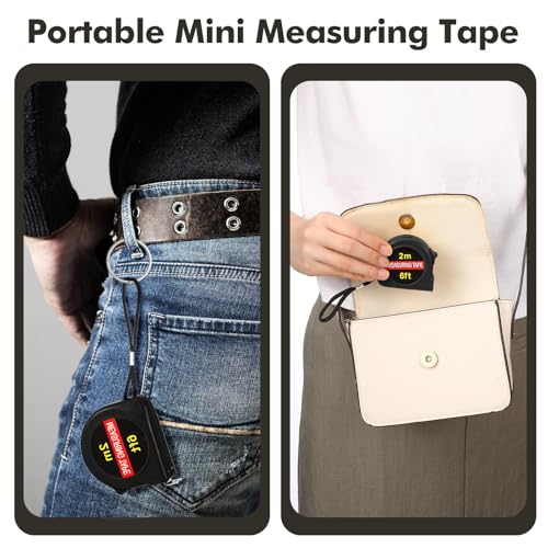 Copkim 50 Pcs 6 ft Mini Tape Measure Retractable Bulk,Black - color: Black