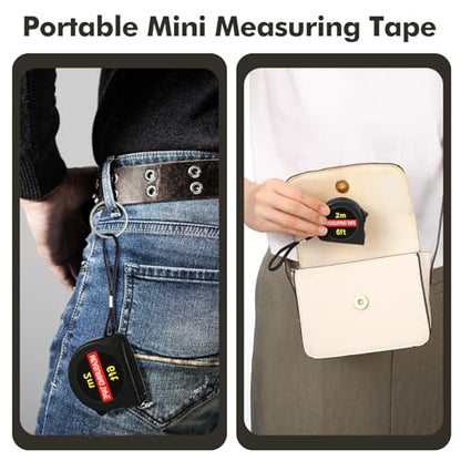 Copkim 50 Pcs 6 ft Mini Tape Measure Retractable Bulk,Black - color: Black