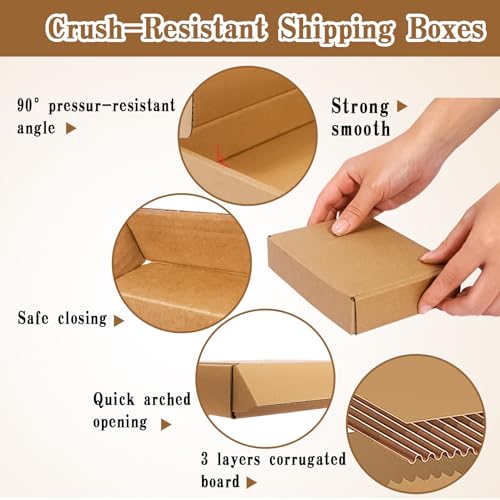 50 Pack Small Shipping Boxes, Corrugated Cardboard Boxes, Brown