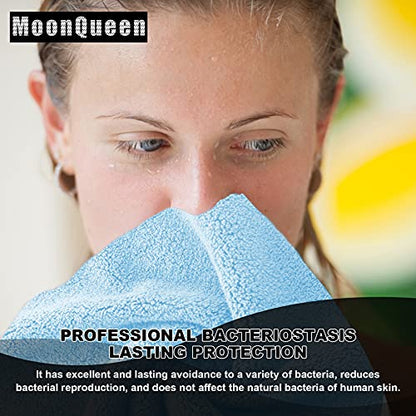 MOONQUEEN Microfiber Facial Cloths Fast Drying Washcloth 12 Pack - Premium Soft Makeup Remover Cloths - Aquamarine - color: Aquamarine, size: 12x12 Inch (Pack of 12)