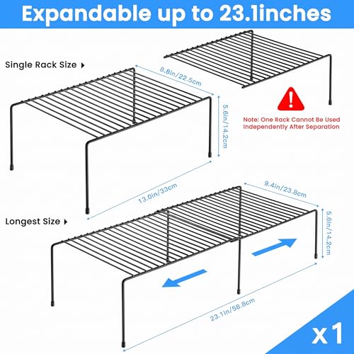 Tomorotec Expandable Cabinet Shelf Organizer, Metal Kitchen Pantry, Black - color: Black-1 Pcs