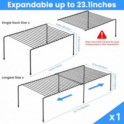 Tomorotec Expandable Cabinet Shelf Organizer, Metal Kitchen Pantry, Black - color: Black-1 Pcs