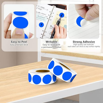 Color-Coded Dot Sticker 1 inch Permanent Adhesive Round Labels Blue 4 Rolls - color: Blue, size: 4 Rolls-4000PCS