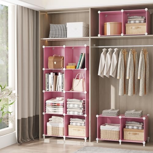 AWTATOS Cube Storage Organizer, Closet Organizers, 6 Cube Shelf, Pink - color: Pink