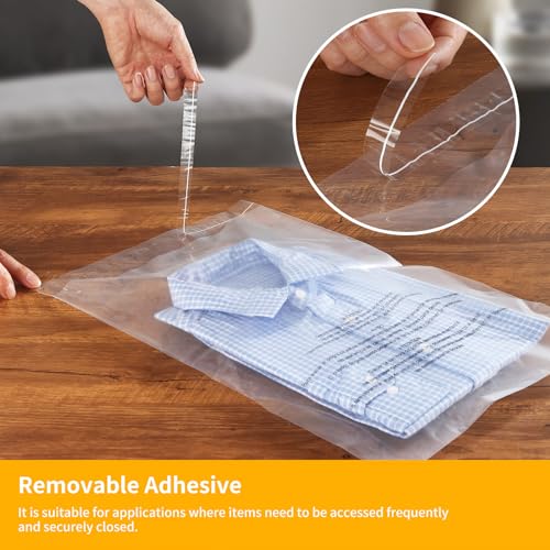 iMailer - 500 Count - 8" x 10" Clear Plastic Poly Bags with Suffocation Warning for Clothing, T-Shirt, Brochure, Prints, Handicraft Gift- Resealable Adhesive,Not Strong - size: 8" x 10", style: Resealable Glue
