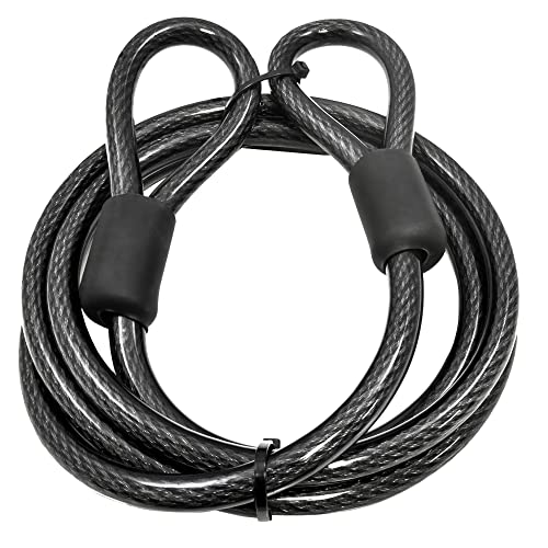 Lumintrail 12mm (1/2 inch) Heavy-Duty Security Cable, Vinyl Coated Braided Steel with Sealed Looped Ends (4', 7', 10', 15', 20', 25' or 30') (10-FT) - size: 10-FT