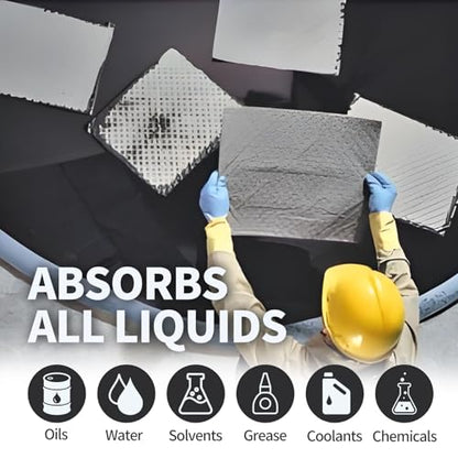 Oil Absorbent Pads - 9.8 x 13 Inch-Universal Leak, Drip, and Spill Control, Garage Accessories Absorbent Mat for Oil Water, Ideal for Extra-Heavy Spills 100 Pcs - size: 10 x 13 Inch