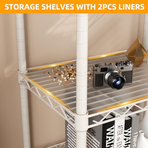 SINGAYE 4 Shelves Storage Shelf Wire Shelving Unit Metal Adjustable Wheels - color: White, size: 4Tier/11.5"D X 17.5"W X 45"H