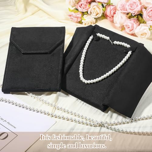Kenning 6 Pcs Velvet Necklace Display Folder Travel Organizer,Black - color: Black