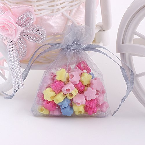 Wudygirl 100 PCS Organza Bags 4"x6" Gift Bags with Drawstring Gray - color: Gray, size: 4x6 IN