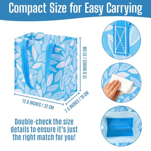 VENO 2/4 Pack Compact Reusable Grocery Shopping Bags with Hard Bottom - color: Spring Breeze - 4 Pack