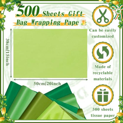 500 Sheets Green Tissue Paper Bulk 15 x 20 Inch for Football Game Day Gifts - color: Green, size: 15 x 20 Inch, style: Classic