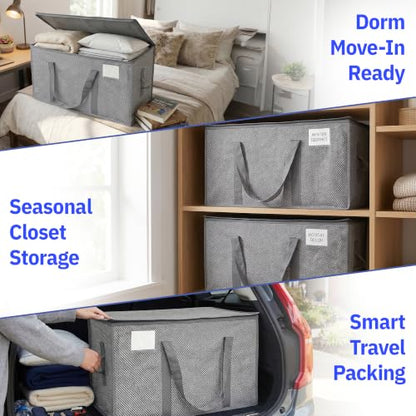 DURASACK Collapsible 26-Gallon Storage Bags – Tear-Resistant, Moisture-Resistant, Foldable Home Organization Bags – Charcoal, Pack of 2 - color: Charcoal