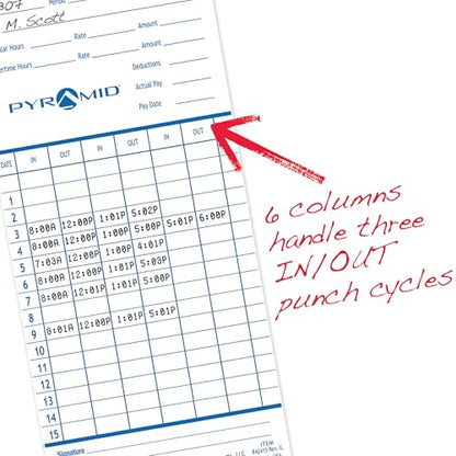Pyramid Time Systems - Authentic Time Cards (42415) - 100 Cards - size: 100 pk