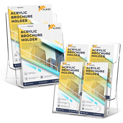 2 Pack Acrylic Brochure Holder 8.5 x 11, 2 Tier Display Stand - size: 2 Pack 2 Tier 8.5x11"