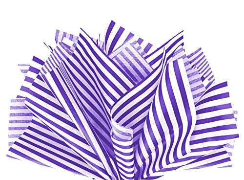 Flexicore Packaging Puple Pin Stripe Print Gift Wrap Tissue Paper Size: 15 Inch X 20 Inch | Count: 10 Sheets | Color: Purple Pin Stripe - color: Purple Striped, size: 10 Sheets