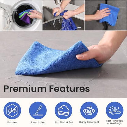 Multi-Use Microfiber Cleaning Cloths 12 Pack, 16 x 16 Inch - color: Multicolor