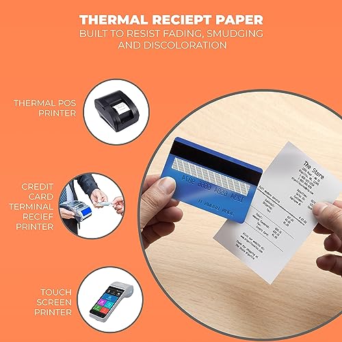 2 1/4" X 85' Thermal Paper Receipt Rolls Fits Clover Mini and Credit Card Machines and Cash Registers 2.25 x 85 ft 50 Per Box for Use in Omni, Verifone FD50 T4220 VX510 VX570 FD50 BPA Free