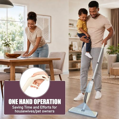 Spray Wet Mops for Floor Cleaning: Hardwood Floor Mop Refillable Reusable - color: Brown