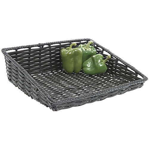 HUBERT Wicker Look Tapered Storage Basket, Rectangular Black - 15 1/2"L x 14"D x 1 1/2" to 4"H - color: Black, size: 15.5"Lx14"Dx1.5-4"H