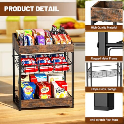 Snack Organizer for Countertop, 6 Adjustable Compartment - size: 40×28×52cm