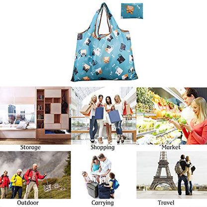 Reusable Grocery Bag, 2 Packs Large Washable - color: L-cattie