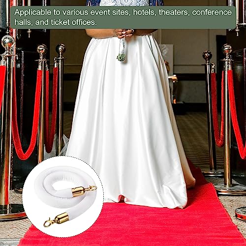 YOKIVE 2 Pcs White Velvet Stanchion Rope Crowd Control Barrier Rope, Manage The Crowd, Great for Hotels, Theaters, Ticket Offices (Golden, 4 Feet) - color: White, Golden, size: 4 Feet