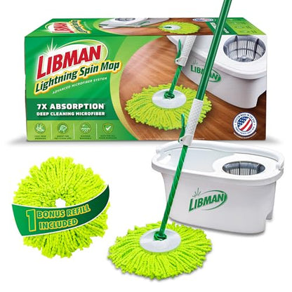 Libman Lightning Spin Mop System with Bucket & Wringer, 1 Refill Head - style: Spin Mop +1 Refills