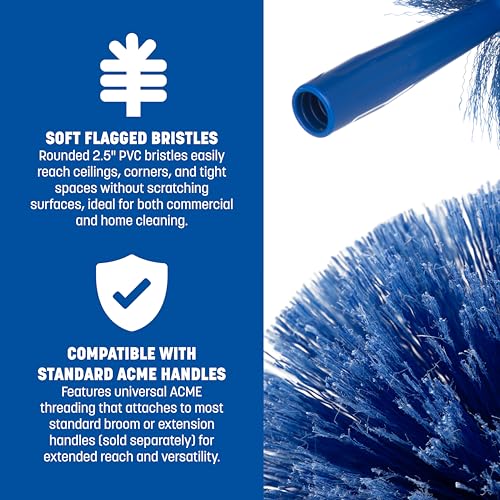 Sparta Round Duster Head, Soft Flagged Bristles, 9 Inch, Blue