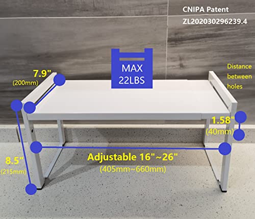 Expandable Cabinet Shelf 7.9"D Adjustable Countertop Riser Metal Rack White - color: White, size: 7.9"D (normal) - 1 Pack