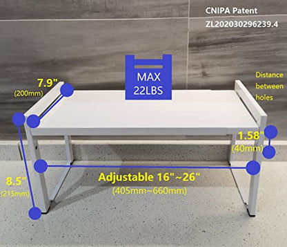 Expandable Cabinet Shelf 7.9"D Adjustable Countertop Riser Metal Rack White - color: White, size: 7.9"D (normal) - 1 Pack