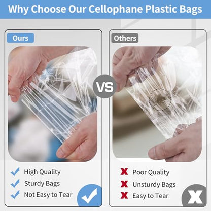 70 Pack 10x14" Clear Cellophane Bags for Shirts, Gift Wrapping, Artwork - size: 10x14 Inch