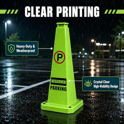BESEA Reserved Parking Cones 3 Pack, 36 Inch Green Weighted Parking Cones - color: Green, size: 36INCH With Caution Sign