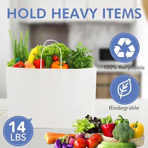 XPCARE White Large Paper Bags, 200 Pcs 16x6x12 Paper Gift Bags with Handles - color: White