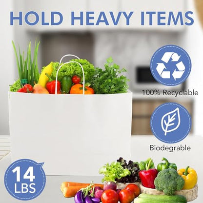 XPCARE White Large Paper Bags, 200 Pcs 16x6x12 Paper Gift Bags with Handles - color: White