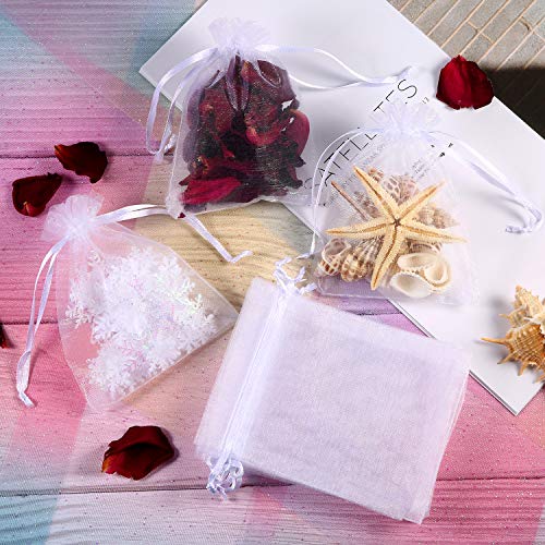 Mudder Organza Gift Bags Wedding Favour Bags Jewelry Pouches, Pack of 100 (4 x 4.72 Inch, White) - color: White