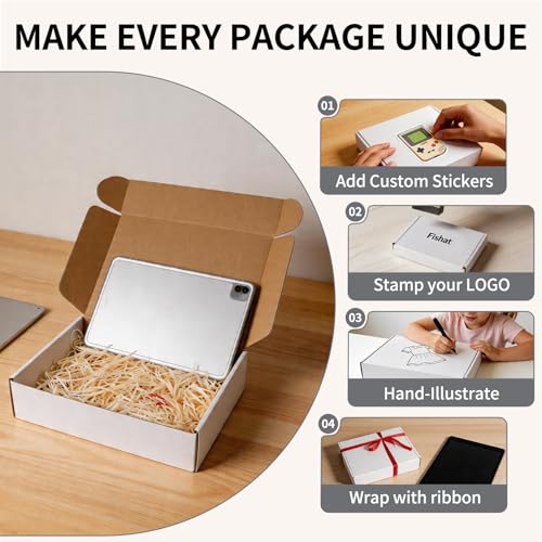 Fishat 12" x 9" x 3" White Corrugated Cardboard Shipping Boxes Set of 5 - size: 12" x 9" x 3"