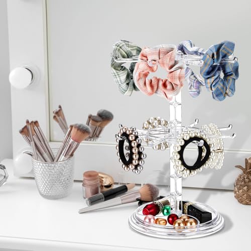 Yuntau 2 Pcs 2 Tier Keychain Display Stand for Bracelet, Rotating - color: Clear