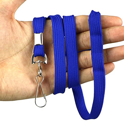 Beebel Lanyards 100 Pack Blue Lanyards with Swivel Hook Clips for ID Name Badge Holder - color: Blue, size: 100 Pack